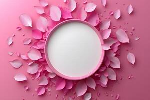 Creative Pink Leaf Frame with Circular Center for Spring Design Projects photo