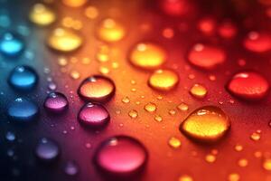 Vibrant Water Droplets on Gradient Surface for Colorful Background Design photo