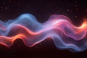 Abstract Colorful Swirling Neon Waves with Sparkling Particles for Futuristic Design photo