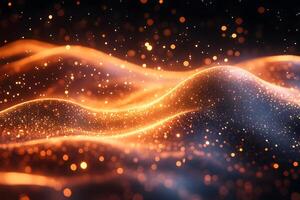 Abstract Glowing Wave of Particle Lights - Futuristic Energy Flow for Design and Motion Graphics photo