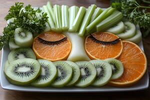 Creative Food Art with Orange and Kiwi Slices for Healthy Snacking Ideas photo