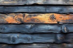 Rustic Wooden Log Wall Texture with Natural Knots and Weathering photo