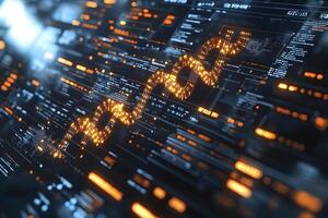 Futuristic Data Network with Digital DNA Strand for Technology and Science Concepts photo