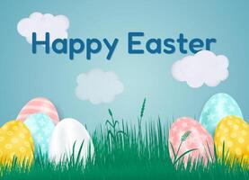 Easter card, greeting template with Easter eggs vector