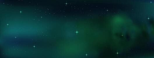 A green aurora sky with stars vector