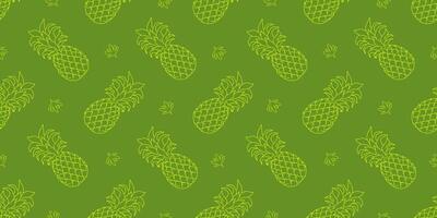 Summer seamless pattern with pineapples. Contour lines. vector