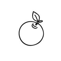 Apple Fruit. Hand drawn Black outline in Doodle style isolated on a background. For product packaging, menu, logos. vector