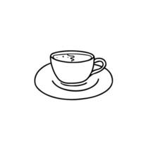 Coffee Cup isolated on white background. Black and white Hand drawn illustration of Americano in Doodle style. Ideal for beverage branding, cafe menu and graphic design projects. vector