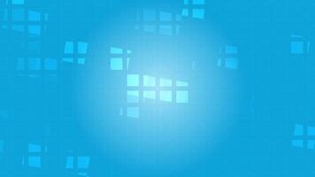 Blue background features translucent square shapes overlaid on a grid. video