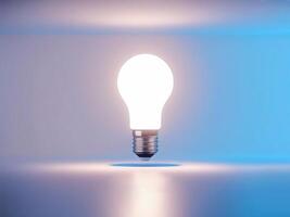 Sleek light modern bulb emitting soft, diffused light against clean background with hints of blue photo