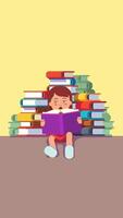 Small Child Hold Open Book And Read On Vertical 2D Cartoon Animation video