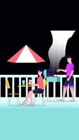 Friends Enjoying Party With Barbecue On Backyard On Vertical On Alpha Channel 2D Cartoon Animation video