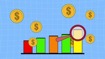 Magnifying Glass Examines Business 2D Cartoon Animation video