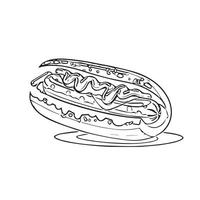 barbecue fast ketchup illustration mustard outline vector
