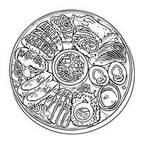 traditional art soup tasty design raw vector