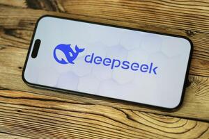 KYIV, UKRAINE - JANUARY 29, 2025 Deepseek app logo displayed on a smartphone screen. Chinese AI startup with the release of advanced AI photo