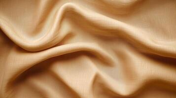 Natural soft linen fabric texture with beige tones and visible woven patterns photo
