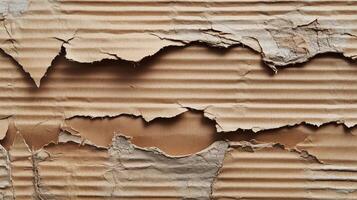 Ripped cardboard with corrugated texture and visible layers photo