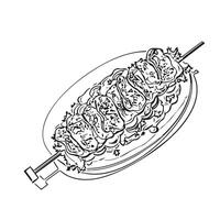 meat bread arabic dinner kebap vector