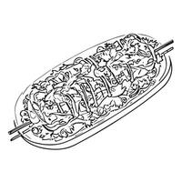 shish sauce roasted pork cafe vector