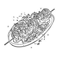 kebab isolated pita grilled tasty vector