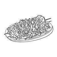 bread roast doner kebab meal fast vector