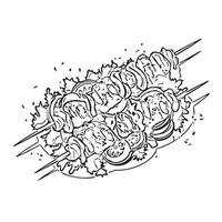 pita pork fast vegetable eat vector