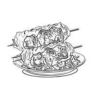 dish turkish fast shish barbecue vector