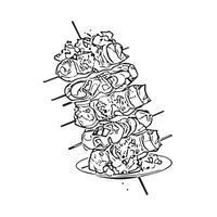 barbecue turkey salad pita isolated vector