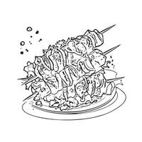 tomato bread wooden lamb grill vector
