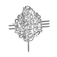 meat pork onion bread wooden vector