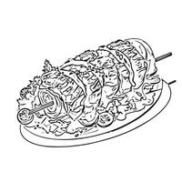 lunch grilled salad barbecue sauce vector
