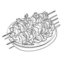 grilled delicious lamb bread closeup vector