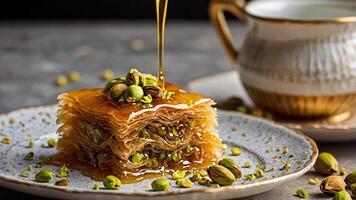 Classic Baklava with Honey Drizzle and Nutty Crunch photo
