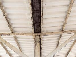 Railway Station Platform Roof Structure with Steel and Concrete Framework. photo