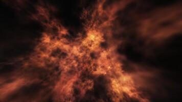 Flying through a powerful exploding firestorm inferno. Close up view of clouds of fire explosions. Full HD and looping flaming background. video