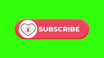 Animated Subscribe Button. Mouse clicking animation on Green Screen. video