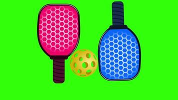 Two Paddles and Ball. Loop Animation on Green Background. video
