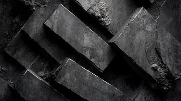 This unique abstract background features a textured concrete surface, highlighting the interplay of shadows and light. The dark tones create a striking visual effect with depth and contrast photo
