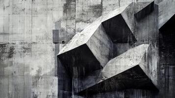 Intricate patterns emerge from a textured concrete surface, featuring angular shapes and shadows that create a dynamic abstract backdrop ideal for artistic or design projects photo