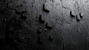 A textured concrete surface features abstract shapes that create a striking contrast. The rough surface and geometric forms evoke an industrial feel, emphasizing urban architecture photo