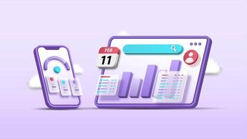 3d seo optimization, web and mobile analytics seo marketing motion graphic animation concept video