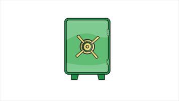 Locker safe with handle rotation 2d simple animation white background video