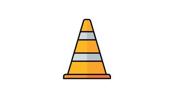 Animated traffic cone with three reflective bands promotes road safety. Useful for graphic design projects, web content, educational materials video