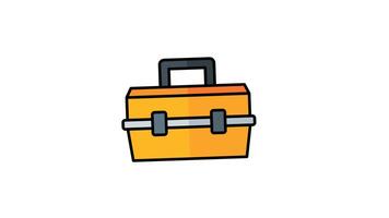 Animated toolbox with metallic latches, carrying handle, various tools inside. Perfect for construction, repair, and maintenance concepts in design projects video