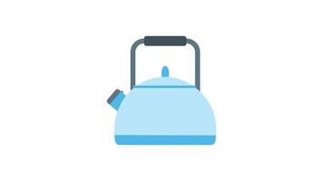 Animated light blue kettle with a dark gray handle, ideal for kitchen related designs or home product advertisements in need of kitchenware visuals. video