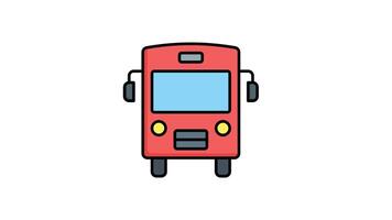 Animated red bus front view with a simple design is great for transportation related projects, travel websites, brochures, and promotional materials video