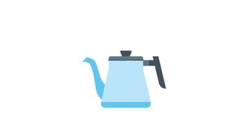 Animated light blue pourover coffee kettle with dark gray handle suitable for coffee shop websites, social media posts, and coffee related designs. video