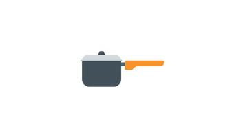 Animated saucepan with an orange handle, suitable for kitchenware, cooking utensils, culinary concepts, home cooking recipes, and restaurant menus. video