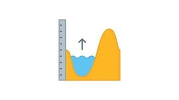 Animated rising water level measurement showing an upward trend. Suitable for climate change articles, scientific presentations, environmental reports, and educational materials video